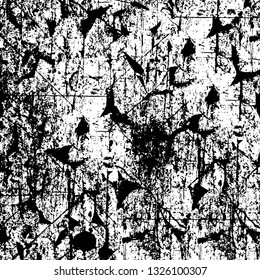Rough, scratch, splatter grunge pattern design brush strokes. Overlay texture. Faded black-white dyed paper texture. Sketch grunge design. Use for poster, cover, banner, mock-up, stickers layout.