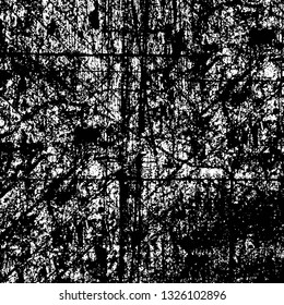 Rough, scratch, splatter grunge pattern design brush strokes. Overlay texture. Faded black-white dyed paper texture. Sketch grunge design. Use for poster, cover, banner, mock-up, stickers layout.