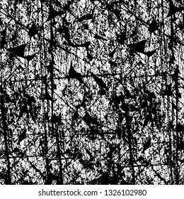 Rough, scratch, splatter grunge pattern design brush strokes. Overlay texture. Faded black-white dyed paper texture. Sketch grunge design. Use for poster, cover, banner, mock-up, stickers layout.