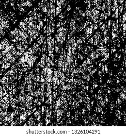 Rough, scratch, splatter grunge pattern design brush strokes. Overlay texture. Faded black-white dyed paper texture. Sketch grunge design. Use for poster, cover, banner, mock-up, stickers layout.