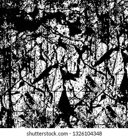Rough, scratch, splatter grunge pattern design brush strokes. Overlay texture. Faded black-white dyed paper texture. Sketch grunge design. Use for poster, cover, banner, mock-up, stickers layout.