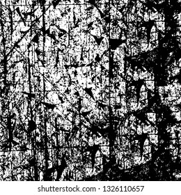 Rough, scratch, splatter grunge pattern design brush strokes. Overlay texture. Faded black-white dyed paper texture. Sketch grunge design. Use for poster, cover, banner, mock-up, stickers layout.