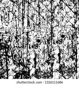 Rough, scratch, splatter grunge pattern design brush strokes. Overlay texture. Faded black-white dyed paper texture. Sketch grunge design. Use for poster, cover, banner, mock-up, stickers layout.