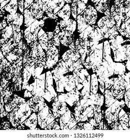 Rough, scratch, splatter grunge pattern design brush strokes. Overlay texture. Faded black-white dyed paper texture. Sketch grunge design. Use for poster, cover, banner, mock-up, stickers layout.
