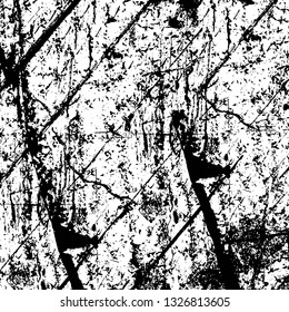 Rough, scratch, splatter grunge pattern design brush strokes. Overlay texture. Faded black-white dyed paper texture. Sketch grunge design. Use for poster, cover, banner, mock-up, stickers layout.