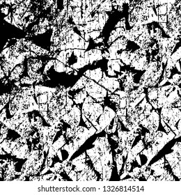Rough, scratch, splatter grunge pattern design brush strokes. Overlay texture. Faded black-white dyed paper texture. Sketch grunge design. Use for poster, cover, banner, mock-up, stickers layout.