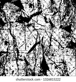 Rough, scratch, splatter grunge pattern design brush strokes. Overlay texture. Faded black-white dyed paper texture. Sketch grunge design. Use for poster, cover, banner, mock-up, stickers layout.