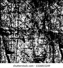 Rough, scratch, splatter grunge pattern design brush strokes. Overlay texture. Faded black-white dyed paper texture. Sketch grunge design. Use for poster, cover, banner, mock-up, stickers layout.