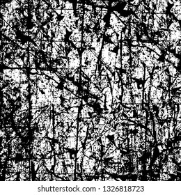Rough, scratch, splatter grunge pattern design brush strokes. Overlay texture. Faded black-white dyed paper texture. Sketch grunge design. Use for poster, cover, banner, mock-up, stickers layout.