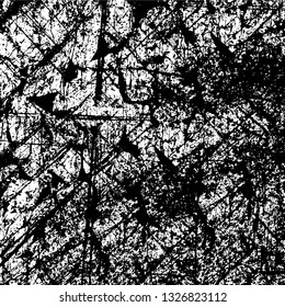 Rough, scratch, splatter grunge pattern design brush strokes. Overlay texture. Faded black-white dyed paper texture. Sketch grunge design. Use for poster, cover, banner, mock-up, stickers layout.