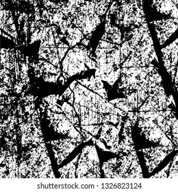 Rough, scratch, splatter grunge pattern design brush strokes. Overlay texture. Faded black-white dyed paper texture. Sketch grunge design. Use for poster, cover, banner, mock-up, stickers layout.