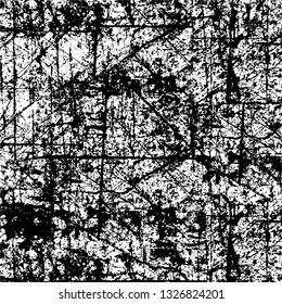 Rough, scratch, splatter grunge pattern design brush strokes. Overlay texture. Faded black-white dyed paper texture. Sketch grunge design. Use for poster, cover, banner, mock-up, stickers layout.