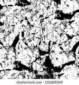 Rough, scratch, splatter grunge pattern design brush strokes. Overlay texture. Faded black-white dyed paper texture. Sketch grunge design. Use for poster, cover, banner, mock-up, stickers layout.