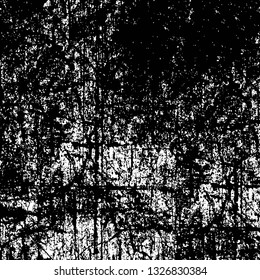 Rough, scratch, splatter grunge pattern design brush strokes. Overlay texture. Faded black-white dyed paper texture. Sketch grunge design. Use for poster, cover, banner, mock-up, stickers layout.