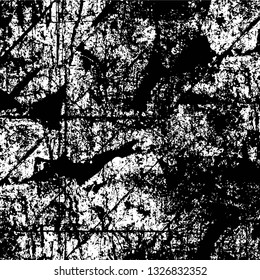 Rough, scratch, splatter grunge pattern design brush strokes. Overlay texture. Faded black-white dyed paper texture. Sketch grunge design. Use for poster, cover, banner, mock-up, stickers layout.