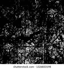 Rough, scratch, splatter grunge pattern design brush strokes. Overlay texture. Faded black-white dyed paper texture. Sketch grunge design. Use for poster, cover, banner, mock-up, stickers layout.