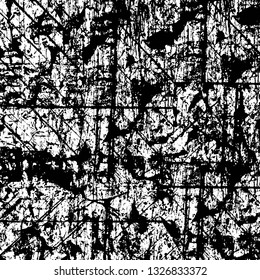Rough, scratch, splatter grunge pattern design brush strokes. Overlay texture. Faded black-white dyed paper texture. Sketch grunge design. Use for poster, cover, banner, mock-up, stickers layout.