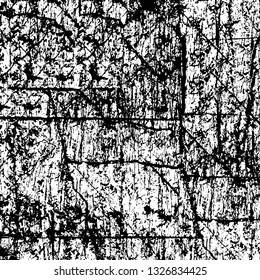 Rough, scratch, splatter grunge pattern design brush strokes. Overlay texture. Faded black-white dyed paper texture. Sketch grunge design. Use for poster, cover, banner, mock-up, stickers layout.