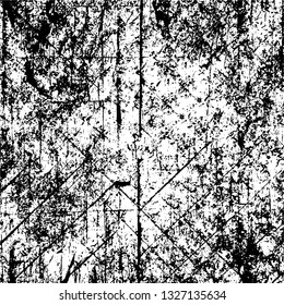 Rough, scratch, splatter grunge pattern design brush strokes. Overlay texture. Faded black-white dyed paper texture. Sketch grunge design. Use for poster, cover, banner, mock-up, stickers layout.