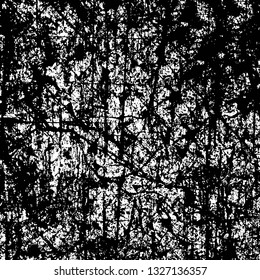 Rough, scratch, splatter grunge pattern design brush strokes. Overlay texture. Faded black-white dyed paper texture. Sketch grunge design. Use for poster, cover, banner, mock-up, stickers layout.