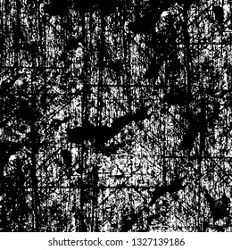 Rough, scratch, splatter grunge pattern design brush strokes. Overlay texture. Faded black-white dyed paper texture. Sketch grunge design. Use for poster, cover, banner, mock-up, stickers layout.