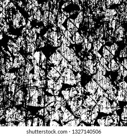 Rough, scratch, splatter grunge pattern design brush strokes. Overlay texture. Faded black-white dyed paper texture. Sketch grunge design. Use for poster, cover, banner, mock-up, stickers layout.