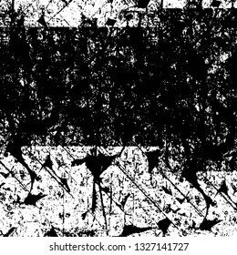 Rough, scratch, splatter grunge pattern design brush strokes. Overlay texture. Faded black-white dyed paper texture. Sketch grunge design. Use for poster, cover, banner, mock-up, stickers layout.