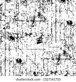Rough, scratch, splatter grunge pattern design brush strokes. Overlay texture. Faded black-white dyed paper texture. Sketch grunge design. Use for poster, cover, banner, mock-up, stickers layout.