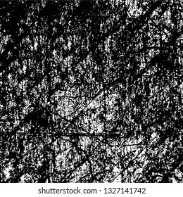 Rough, scratch, splatter grunge pattern design brush strokes. Overlay texture. Faded black-white dyed paper texture. Sketch grunge design. Use for poster, cover, banner, mock-up, stickers layout.
