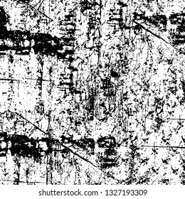 Rough, scratch, splatter grunge pattern design brush strokes. Overlay texture. Faded black-white dyed paper texture. Sketch grunge design. Use for poster, cover, banner, mock-up, stickers layout.