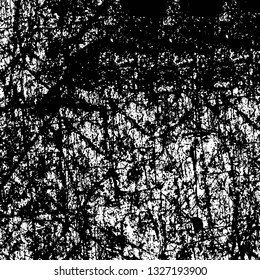 Rough, scratch, splatter grunge pattern design brush strokes. Overlay texture. Faded black-white dyed paper texture. Sketch grunge design. Use for poster, cover, banner, mock-up, stickers layout.
