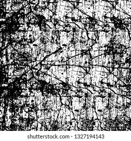 Rough, scratch, splatter grunge pattern design brush strokes. Overlay texture. Faded black-white dyed paper texture. Sketch grunge design. Use for poster, cover, banner, mock-up, stickers layout.