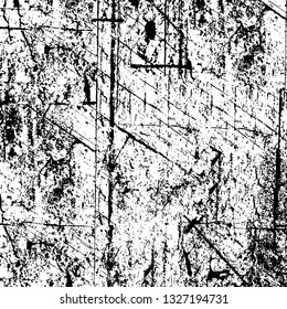 Rough, scratch, splatter grunge pattern design brush strokes. Overlay texture. Faded black-white dyed paper texture. Sketch grunge design. Use for poster, cover, banner, mock-up, stickers layout.