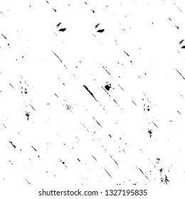Rough, scratch, splatter grunge pattern design brush strokes. Overlay texture. Faded black-white dyed paper texture. Sketch grunge design. Use for poster, cover, banner, mock-up, stickers layout.