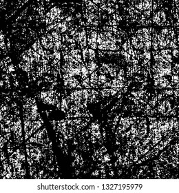 Rough, scratch, splatter grunge pattern design brush strokes. Overlay texture. Faded black-white dyed paper texture. Sketch grunge design. Use for poster, cover, banner, mock-up, stickers layout.
