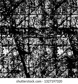 Rough, scratch, splatter grunge pattern design brush strokes. Overlay texture. Faded black-white dyed paper texture. Sketch grunge design. Use for poster, cover, banner, mock-up, stickers layout.