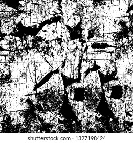 Rough, scratch, splatter grunge pattern design brush strokes. Overlay texture. Faded black-white dyed paper texture. Sketch grunge design. Use for poster, cover, banner, mock-up, stickers layout.