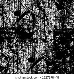 Rough, scratch, splatter grunge pattern design brush strokes. Overlay texture. Faded black-white dyed paper texture. Sketch grunge design. Use for poster, cover, banner, mock-up, stickers layout.