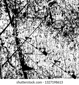 Rough, scratch, splatter grunge pattern design brush strokes. Overlay texture. Faded black-white dyed paper texture. Sketch grunge design. Use for poster, cover, banner, mock-up, stickers layout.