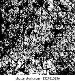 Rough, scratch, splatter grunge pattern design brush strokes. Overlay texture. Faded black-white dyed paper texture. Sketch grunge design. Use for poster, cover, banner, mock-up, stickers layout.