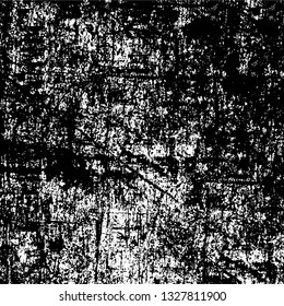Rough, scratch, splatter grunge pattern design brush strokes. Overlay texture. Faded black-white dyed paper texture. Sketch grunge design. Use for poster, cover, banner, mock-up, stickers layout.