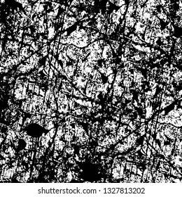 Rough, scratch, splatter grunge pattern design brush strokes. Overlay texture. Faded black-white dyed paper texture. Sketch grunge design. Use for poster, cover, banner, mock-up, stickers layout.