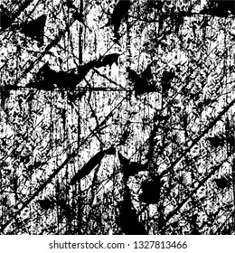 Rough, scratch, splatter grunge pattern design brush strokes. Overlay texture. Faded black-white dyed paper texture. Sketch grunge design. Use for poster, cover, banner, mock-up, stickers layout.