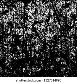 Rough, scratch, splatter grunge pattern design brush strokes. Overlay texture. Faded black-white dyed paper texture. Sketch grunge design. Use for poster, cover, banner, mock-up, stickers layout.
