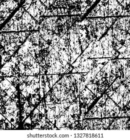 Rough, scratch, splatter grunge pattern design brush strokes. Overlay texture. Faded black-white dyed paper texture. Sketch grunge design. Use for poster, cover, banner, mock-up, stickers layout.