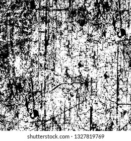 Rough, scratch, splatter grunge pattern design brush strokes. Overlay texture. Faded black-white dyed paper texture. Sketch grunge design. Use for poster, cover, banner, mock-up, stickers layout.