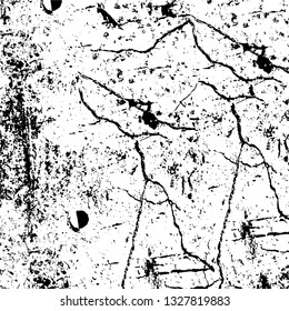 Rough, scratch, splatter grunge pattern design brush strokes. Overlay texture. Faded black-white dyed paper texture. Sketch grunge design. Use for poster, cover, banner, mock-up, stickers layout.