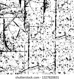 Rough, scratch, splatter grunge pattern design brush strokes. Overlay texture. Faded black-white dyed paper texture. Sketch grunge design. Use for poster, cover, banner, mock-up, stickers layout.