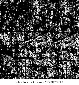 Rough, scratch, splatter grunge pattern design brush strokes. Overlay texture. Faded black-white dyed paper texture. Sketch grunge design. Use for poster, cover, banner, mock-up, stickers layout.