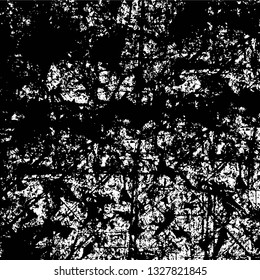 Rough, scratch, splatter grunge pattern design brush strokes. Overlay texture. Faded black-white dyed paper texture. Sketch grunge design. Use for poster, cover, banner, mock-up, stickers layout.